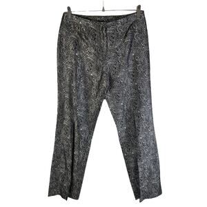 INC Women's Silk Blend Cropped Paisley Trouser Pants Black Size Petite 8 Career